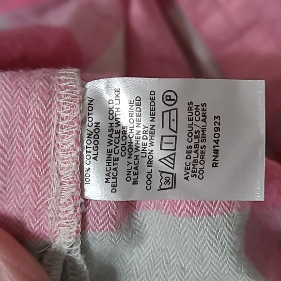 LOFT Pink and White Checkered Flannel Shirt size XXL - Picture 4 of 6